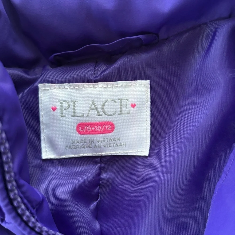 Children's Place Girls Purple Long Sleeve Puffer Jacket Winter Size Large 10/12